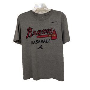 Nike Tee Gray MLB Atlanta Braves T-Shirt Adult Size Medium Baseball Fan
